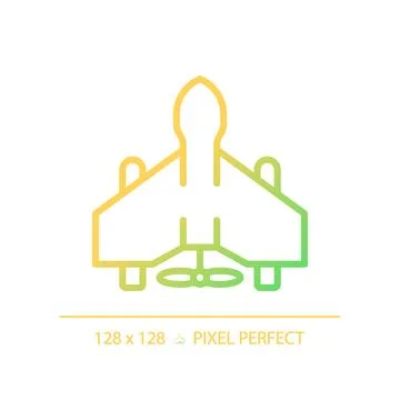 2D thin line pixel perfect gradient military drone icon Stock Illustration