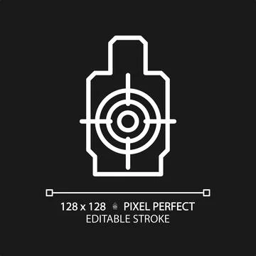 2D thin line pixel perfect simple white shooting range icon Stock Illustration
