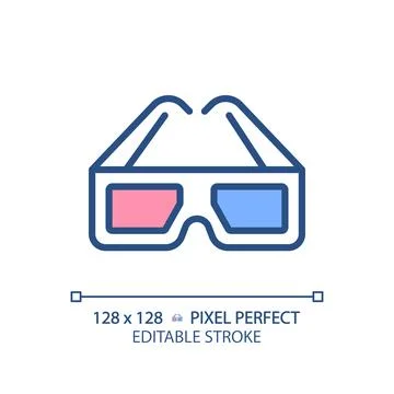 2D thin linear 3D goggles icon 스톡 일러스트