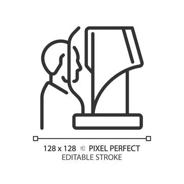 2D thin linear black computerized eye testing icon Illustrazione stock