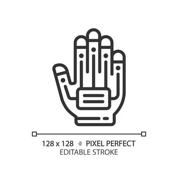2D thin linear black haptic glove icon 스톡 일러스트