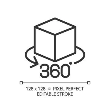 2D thin linear black VR 360 icon 스톡 일러스트