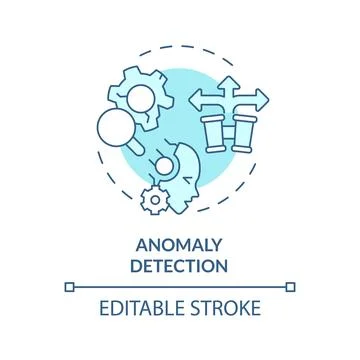 2D thin linear blue anomaly detection icon Stock Illustration