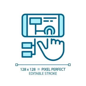 2D thin linear blue augmented reality icon 스톡 일러스트