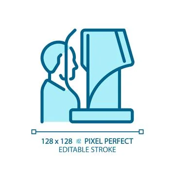 2D thin linear blue computerized eye testing icon Stock Illustration