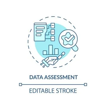 2D thin linear blue data assessment icon Illustrazione stock