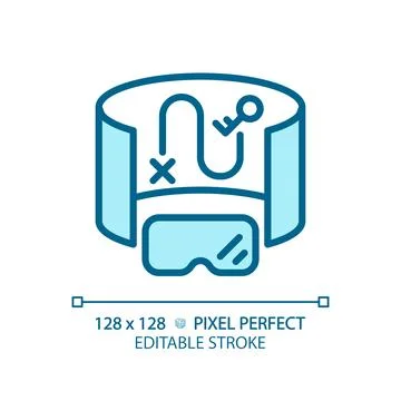 2D thin linear blue innovative device icon 스톡 일러스트