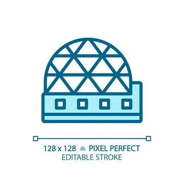 2D thin linear blue metaverse icon 스톡 일러스트