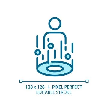 2D thin linear blue mixed reality icon 스톡 일러스트