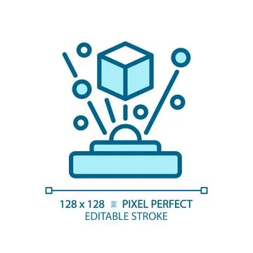 2D thin linear blue projection icon 스톡 일러스트