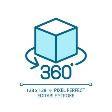 2D thin linear blue VR 360 icon イラスト素材