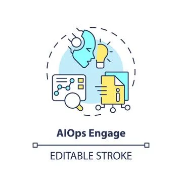 2D thin linear colorful AI ops engage icon Illustrazione stock