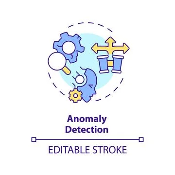 2D thin linear colorful anomaly detection icon Stock Illustration