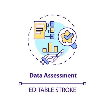 2D thin linear colorful data assessment icon Illustrazione stock