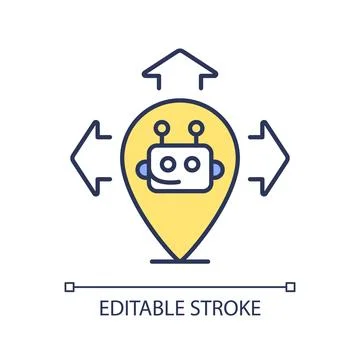 2D thin linear colorful expand AI ops usage icon Stock Illustration
