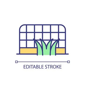 2D thin linear colorful field hockey icon Stock Illustration