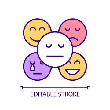 2D thin linear colorful lack of empathy simple icon Stock Illustration