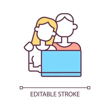 2D thin linear colorful online therapy for couples icon Stock Illustration