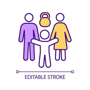2D thin linear colorful parenting dynamics simple icon Stock Illustration