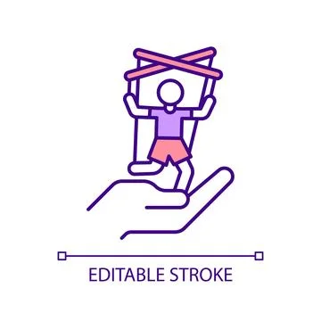 2D thin linear colorful poor boundaries icon Stock Illustration