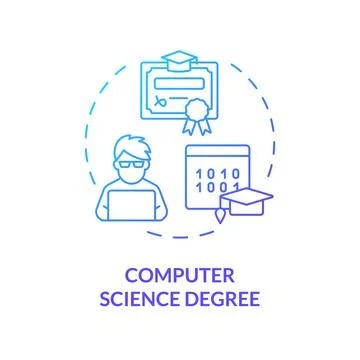 2D thin linear computer science degree icon concept Stock Illustration