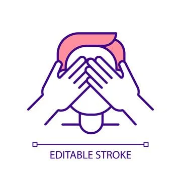 2D thin linear denial in codependency icon Stock Illustration
