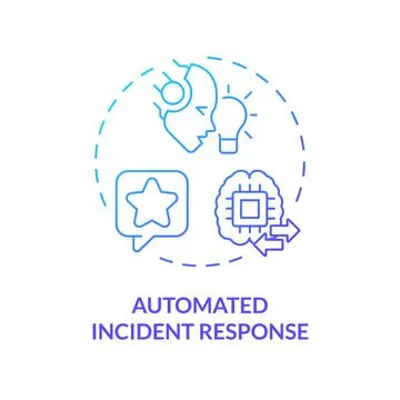 2D thin linear gradient automated incident response icon Stock Illustration