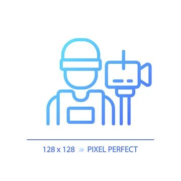 2D thin linear gradient cameraman icon Stock-Illustration