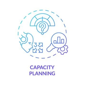 2D thin linear gradient capacity planning icon Stock Illustration