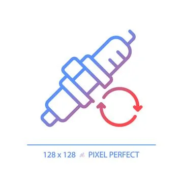 2D thin linear gradient car spark plug icon Stock Illustration