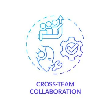 2D thin linear gradient cross-team collaboration icon Stock Illustration