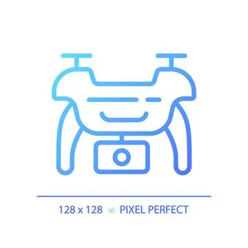 2D thin linear gradient drone icon Stock Illustration