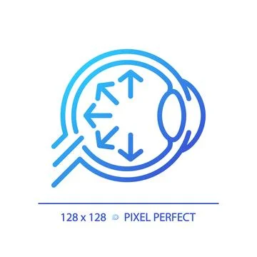 2D thin linear gradient eyeball with arrow symbols icon Stock Illustration