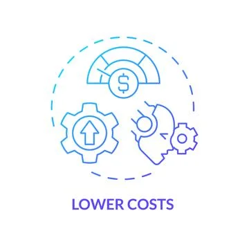 2D thin linear gradient lower costs icon Stock Illustration