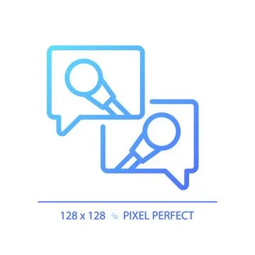 2D thin linear gradient media interview icon Stock Illustration