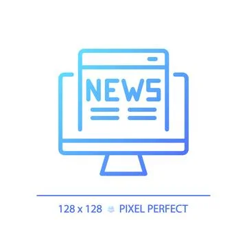 2D thin linear gradient online news icon Stock Illustration