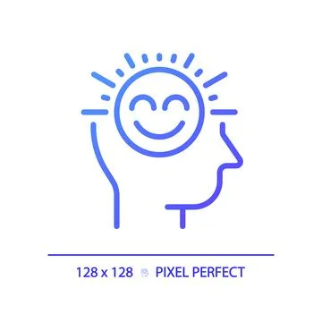 2D thin linear gradient positive thinking icon Stock Illustration