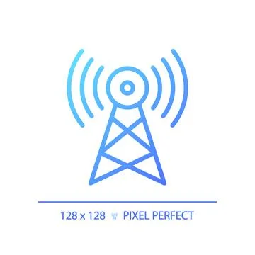 2D thin linear gradient satellite tower icon Stock Illustration