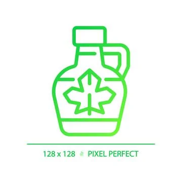 2D thin linear green gradient maple syrup icon Stock Illustration