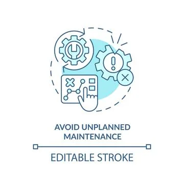 2D thin linear icon avoid unplanned maintenance concept Stock Illustration