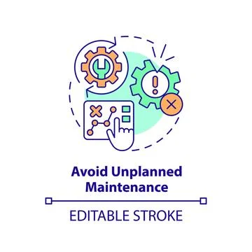 2D thin linear icon avoid unplanned maintenance concept Stock Illustration