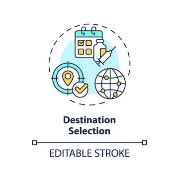 2D thin linear icon destination selection concept Stock Illustration