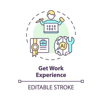 2D thin linear icon get work experience concept Stock Illustration