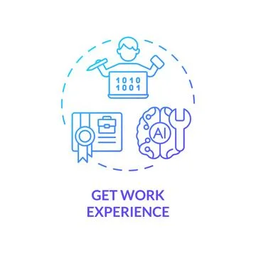 2D thin linear icon get work experience concept Stock Illustration