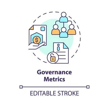 2D thin linear icon governance metrics concept Illustrazione stock