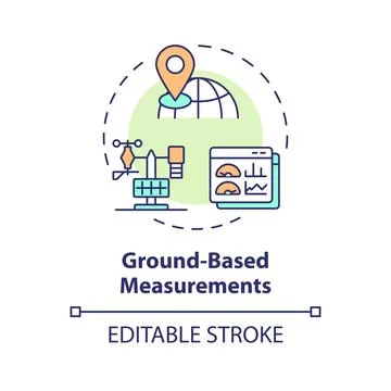2D thin linear icon ground based measurements concept Stock Illustration