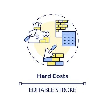 2D thin linear icon hard costs concept 库存插图