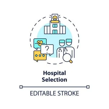 2D thin linear icon hospital selection concept Stock Illustration