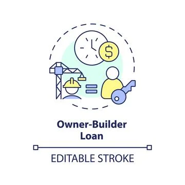 2D thin linear icon owner builder loan concept イラスト素材