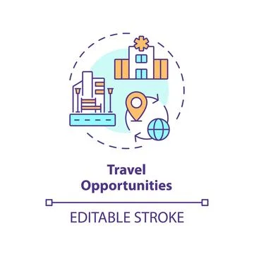 2D thin linear icon travel opportunities concept Stock-Illustration
